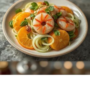 Salade de fenouil, orange, crevettes et vinaigre de bergamote
